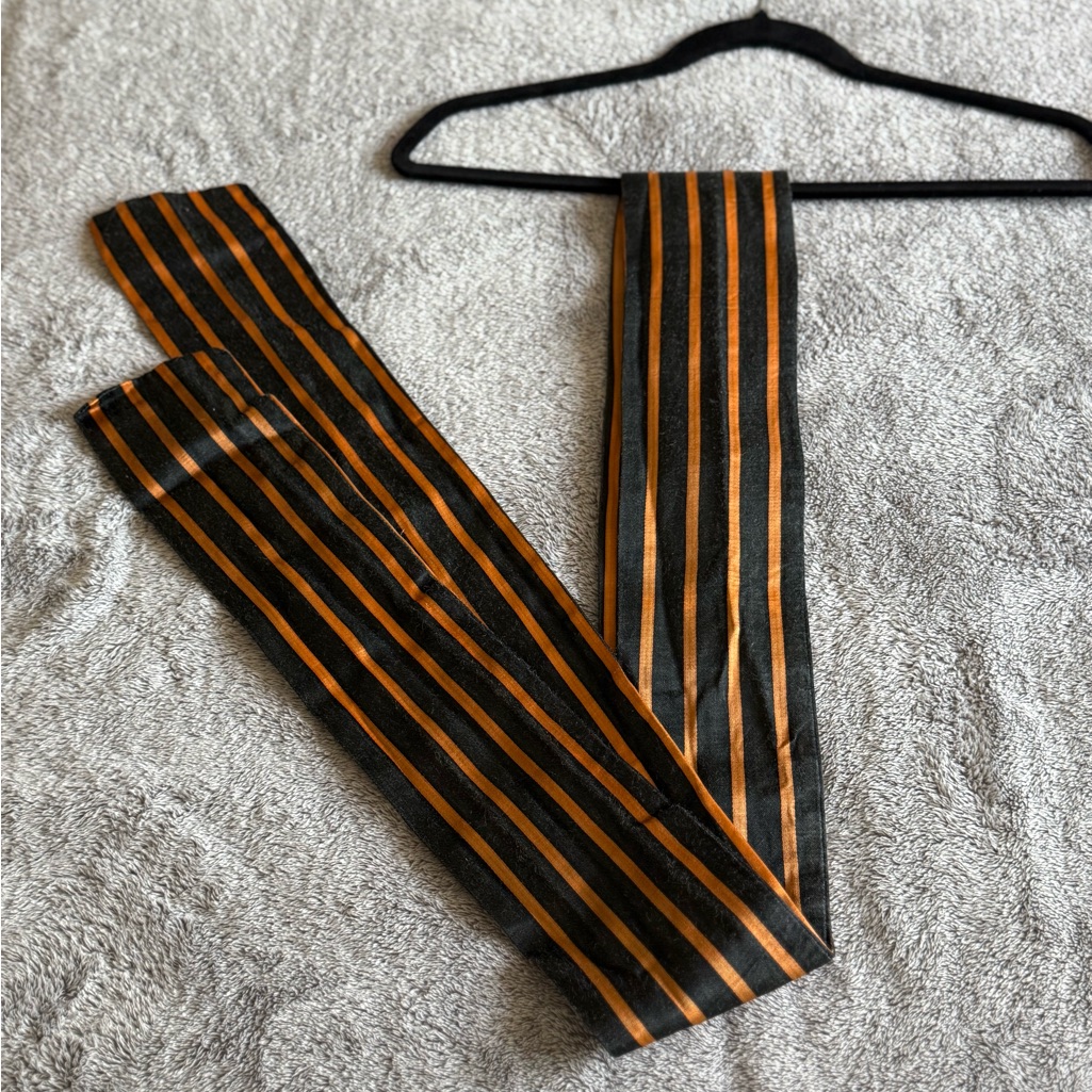 Striped Black And Orange Scarf Or Use As A Belt